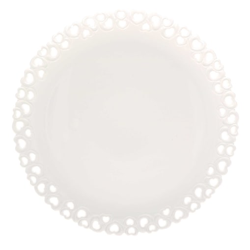 Zdobiony talerz do ciasta Valentino - Biały, 34 cm