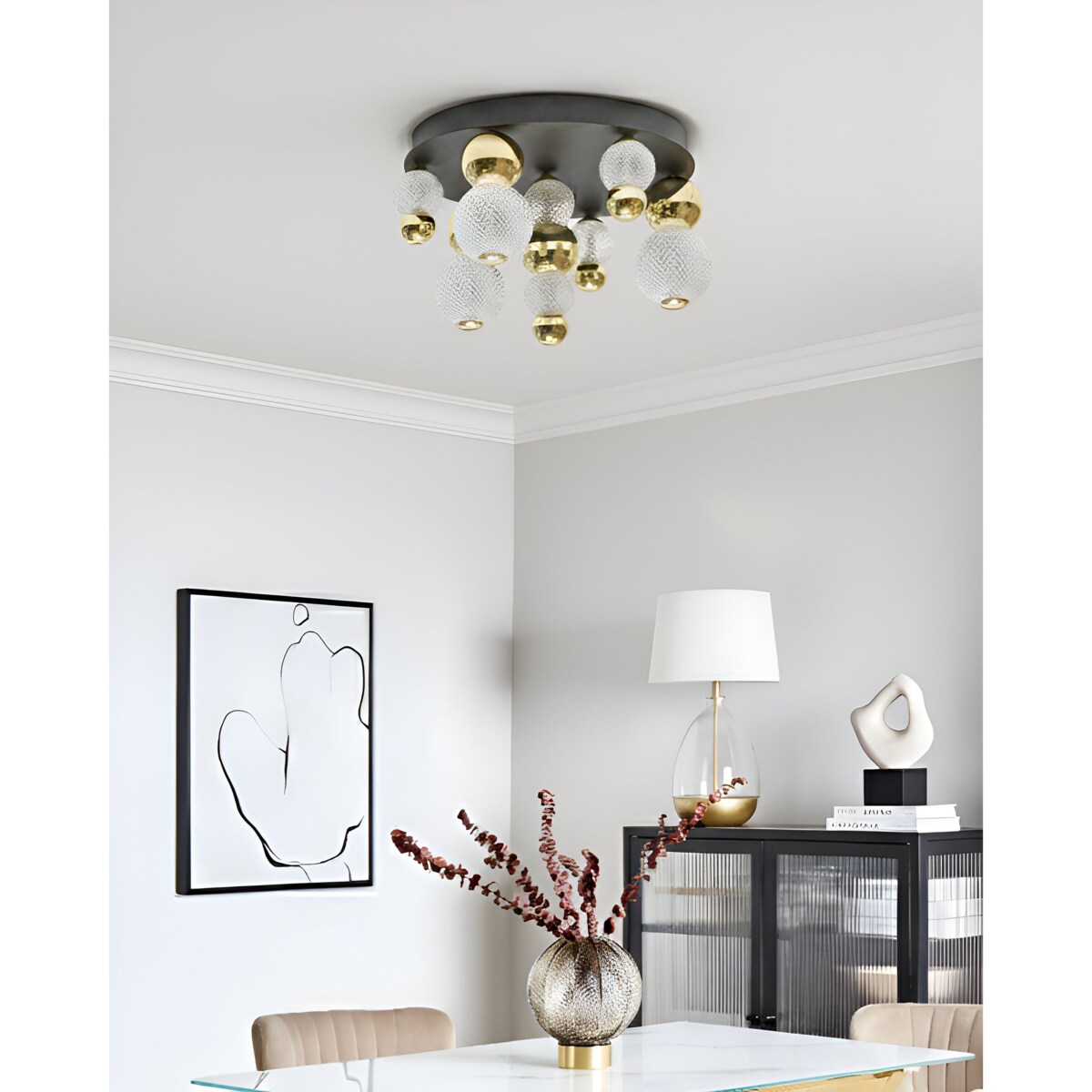 Lampa sufitowa LED SORA Szkło Złoty