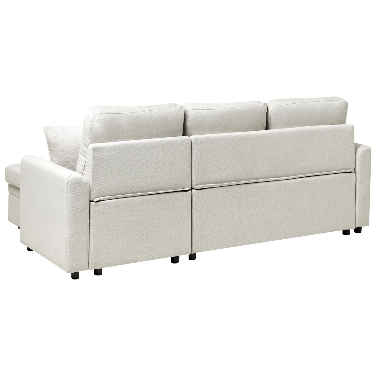 Narożnik rozkładany NASSJO Len syntetyczny Jasnobeżowy dla 3 osób Lewostronny