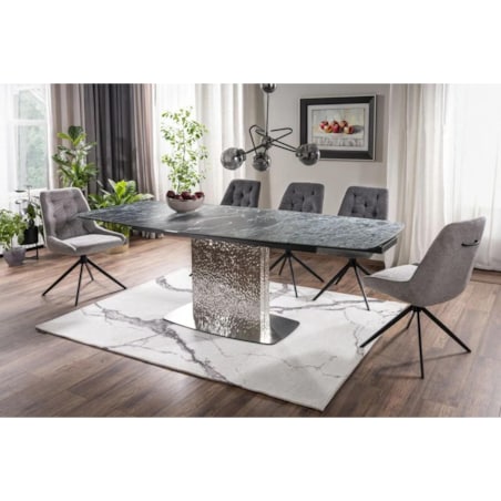 Stół rozkładany MONCLER CERAMIC 160(240)x90 morski/srebrny