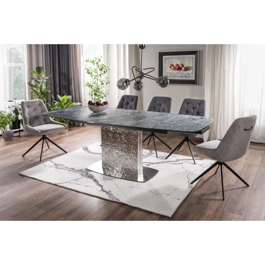 Stół rozkładany MONCLER CERAMIC 160(240)x90 morski/srebrny