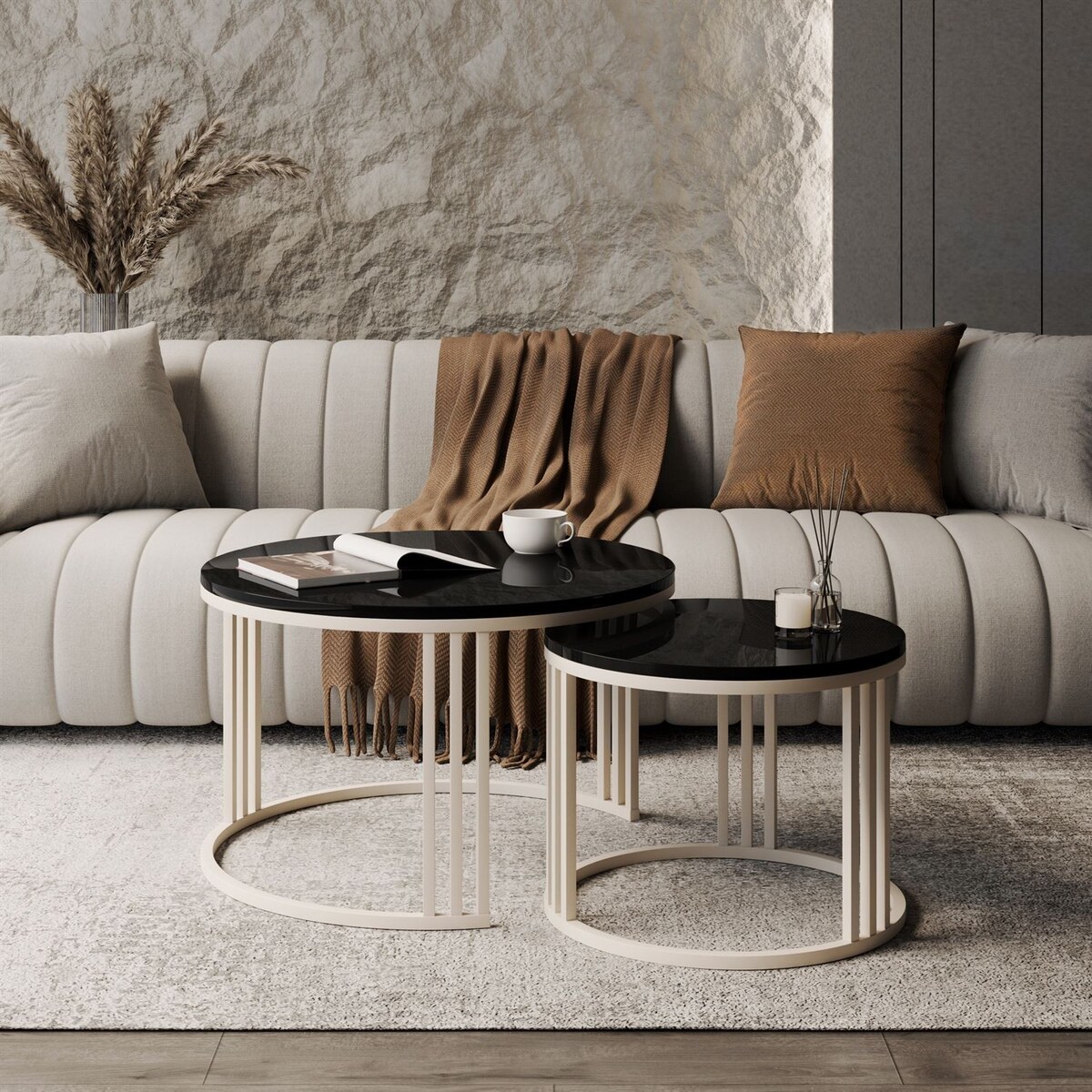 Stolik kawowy LORI 2w1 KASZMIR wysoki połysk, blat czarny