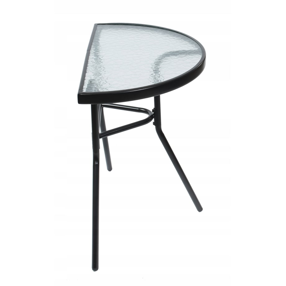 Półokrągły stolik balkonowy ze szklanym blatem