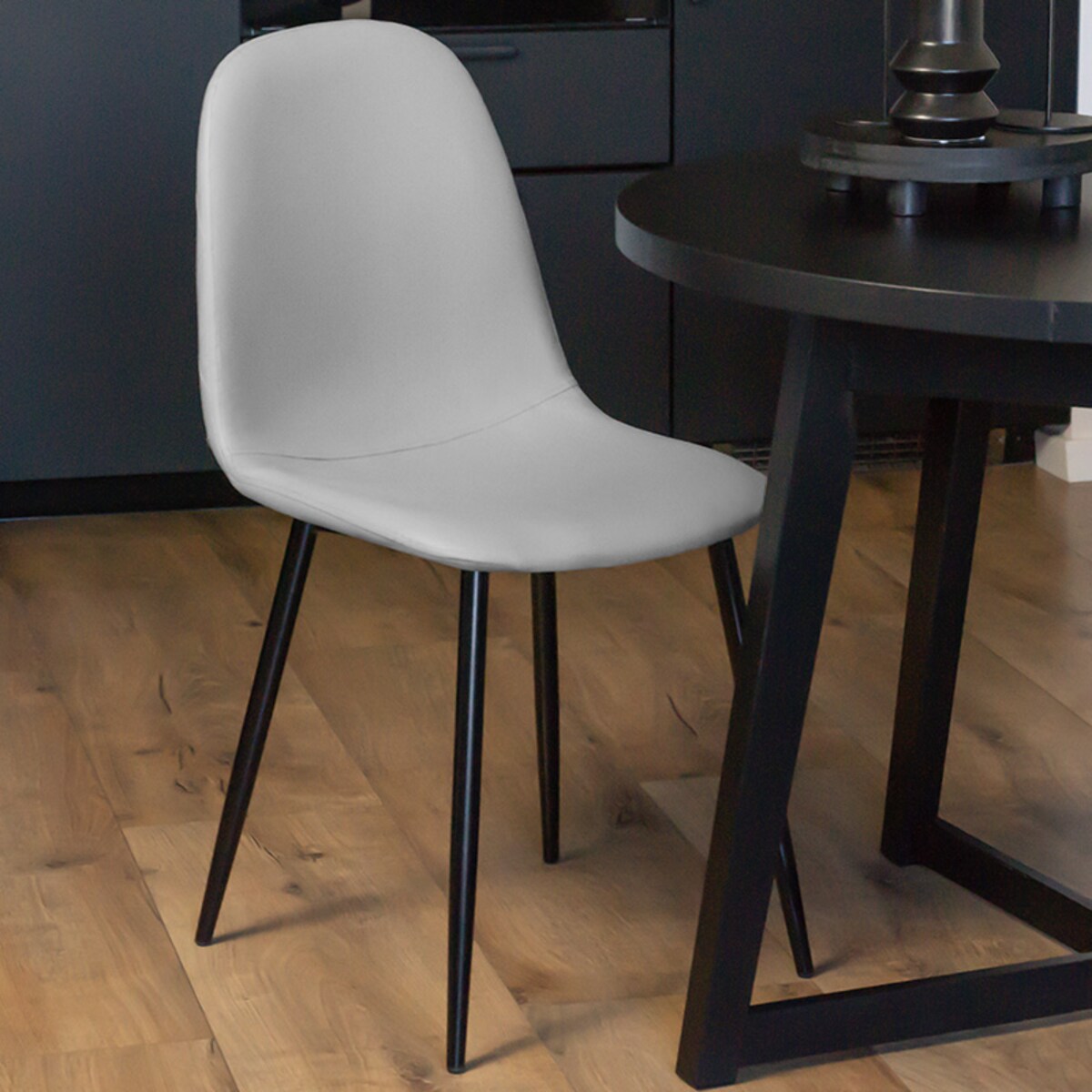 Krzesło tapicerowane ekoskóra szare nowoczesne do salonu