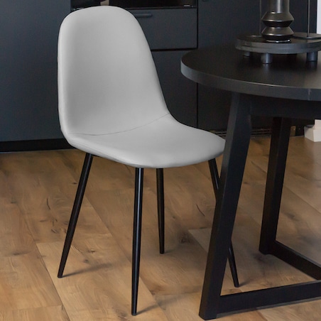 Krzesło tapicerowane ekoskóra szare nowoczesne do salonu