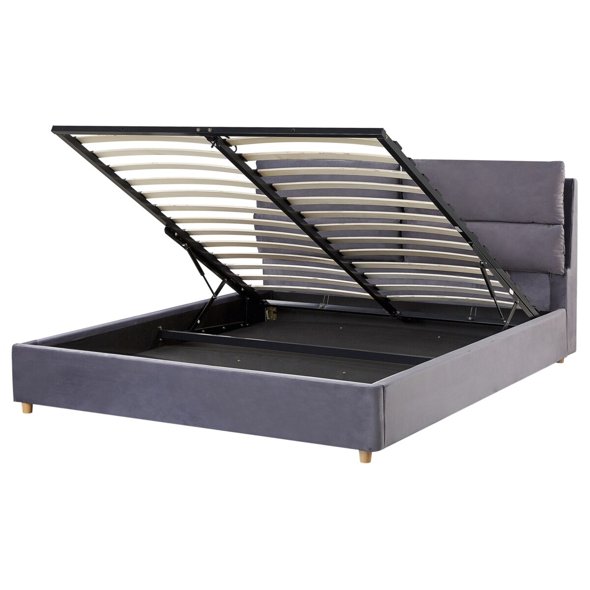 Łóżko z pojemnikiem welurowe 160 x 200 cm szare BATILLY