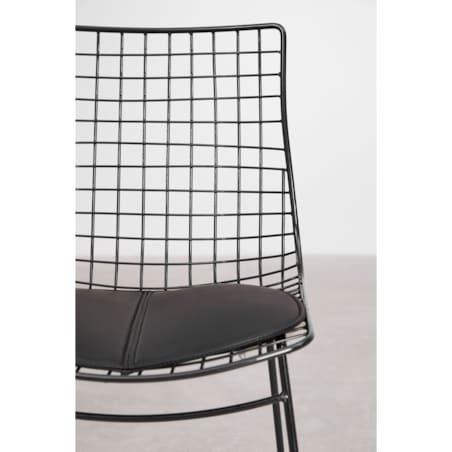 Krzesło metalowe, czarne z czarną poduszką Renee