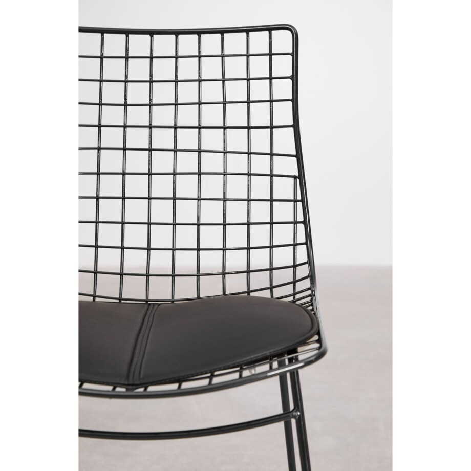 Krzesło metalowe, czarne z czarną poduszką Renee