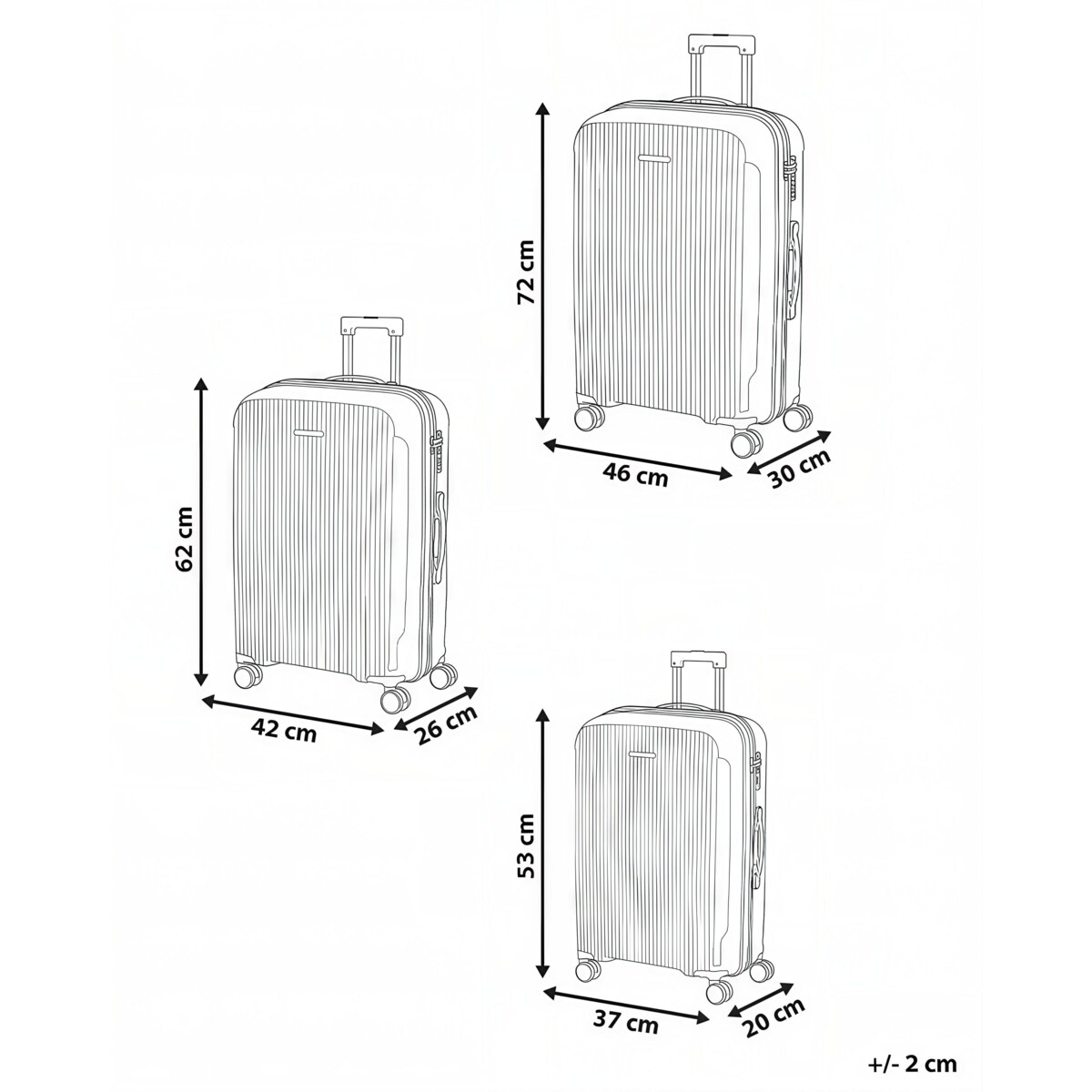 Zestaw 3 walizek TONSAI Różowy