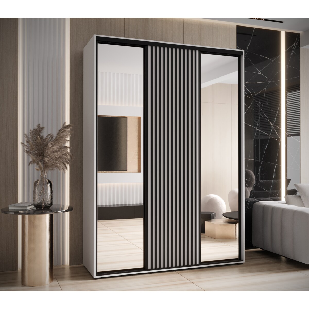 Szafa przesuwna Garderoba SAPPORO 2 170 gł. 60 biały/biały