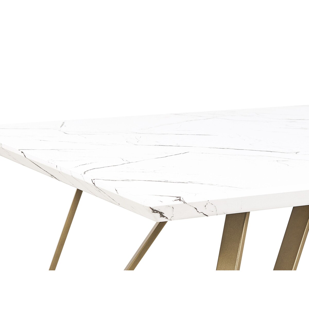 Stół do jadalni 150 x 80 cm efekt marmuru biało-złoty MOLDEN