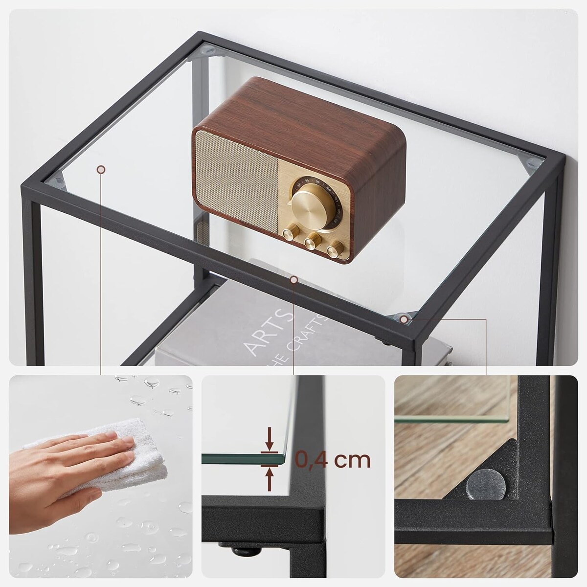 Regał 40X30X95 Cm Czarny, Przezroczysty