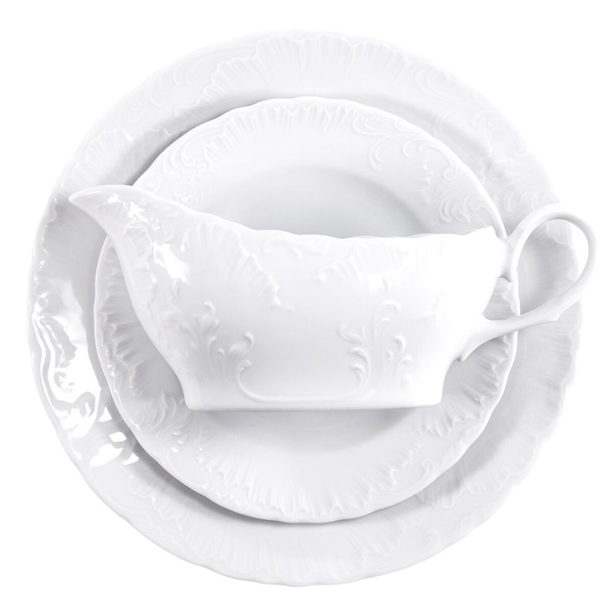 Serwis obiadowy dla 6 osób 25 el. Rococo Maria białe 0001