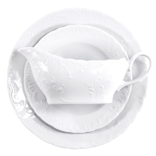 Serwis obiadowy dla 6 osób 25 el. Rococo Maria białe 0001