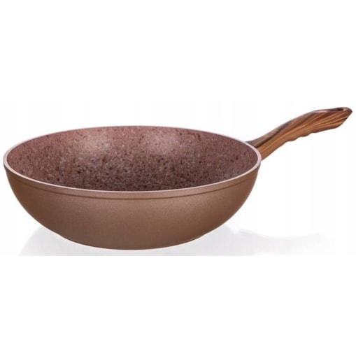 PATELNIA WYSOKA GŁĘBOKA wok 28 cm brązowa banquet aluminiowa do pieczenia