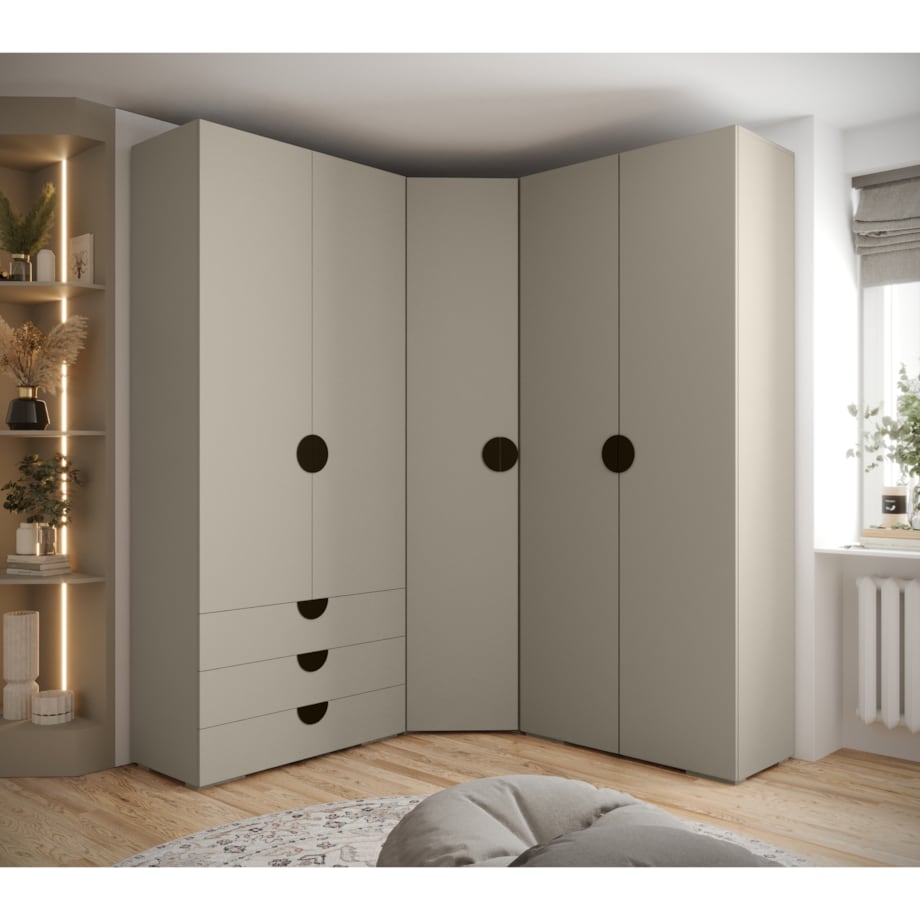 Garderoba wysoka do przedpokoju INOVA 4 Z1 kaszmir+czarny