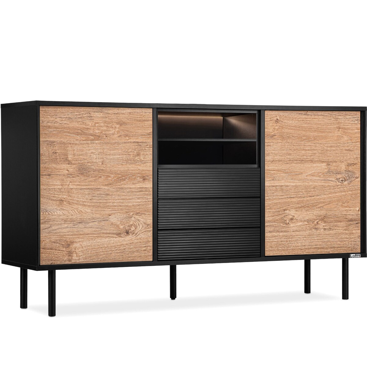 KONSIMO LOFTY Komoda z ryflowanym frontem