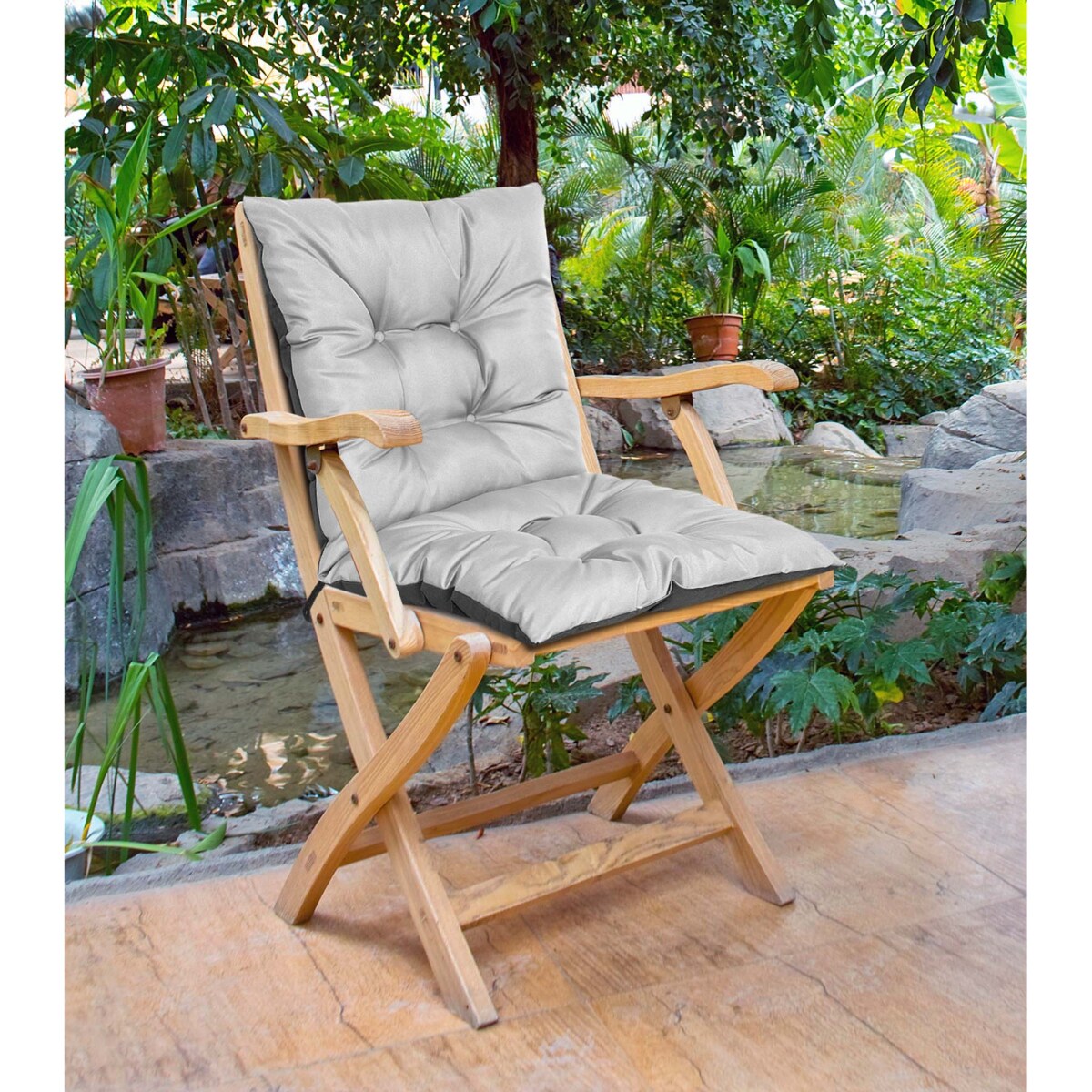 Poduszka Ogrodowa Na Krzesło Fotel 50X50X50 Cm Wodoodporna Pikowana Wiązana