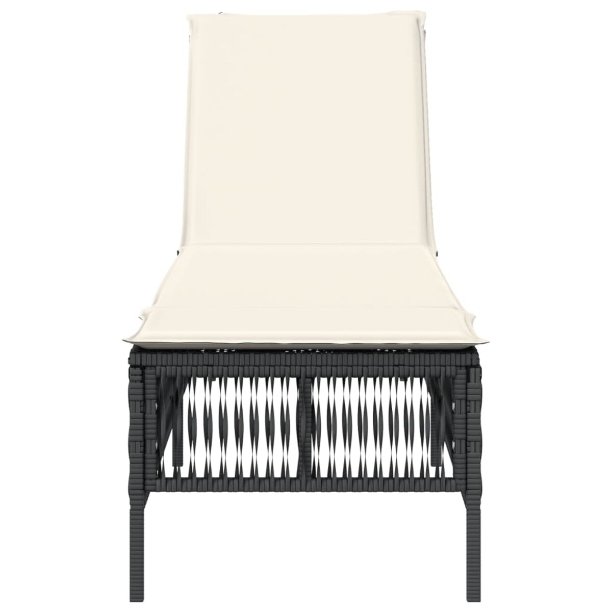 vidaXL Leżak z poduszką, czarny, polirattan