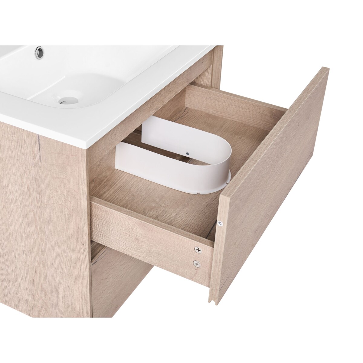 Szafka łazienkowa wisząca z umywalką VITA 60 cm Jasnobrązowy