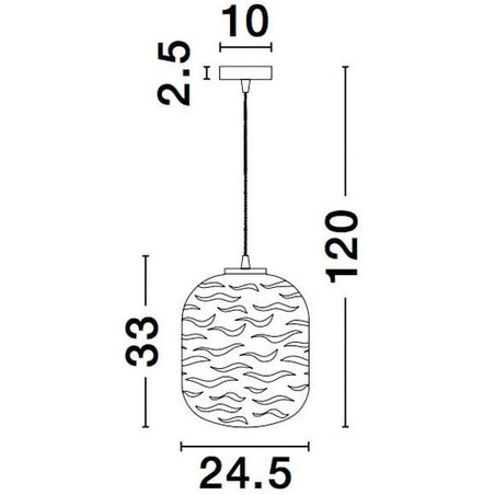 Wisząca LAMPA plisowana ARENAS LE41873 Luces Exclusivas loftowa OPRAWA okrągy ZWIS szklany beżowy brąz