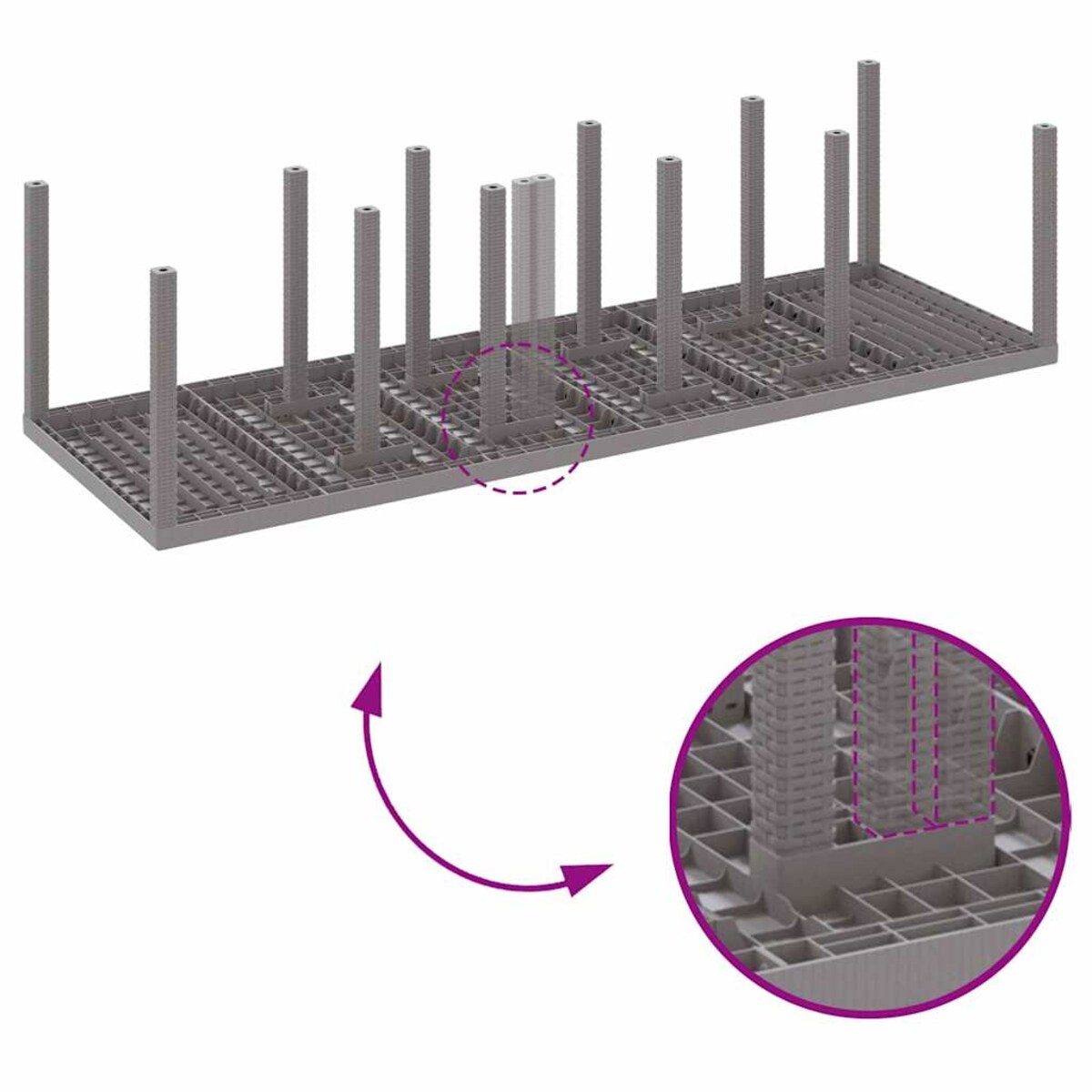 vidaXL Zestaw do jadalni w ogrodzie 11 pcs Jasnoszary Polirattan