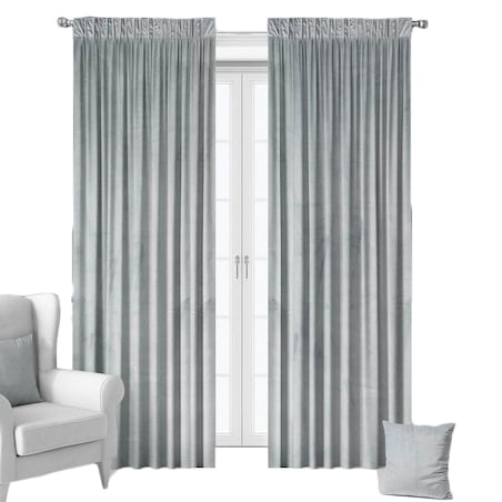 Zasłony gotowe na taśmie WELUROWE 140X250 Jasny szary