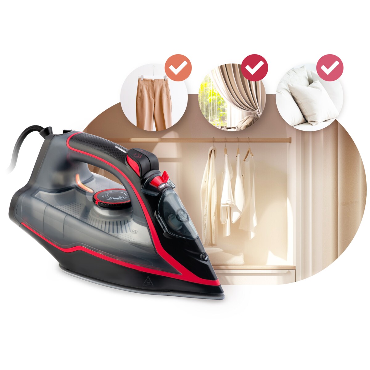 Żelazko parowe 2600W ceramiczna powłoka praca w pionie Berdsen 333100