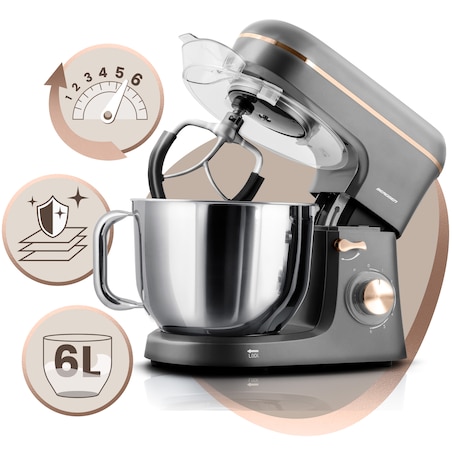 Robot planetarny kuchenny mikser Berdsen 6l 1400W 3w1 srebrno-złoty 375602