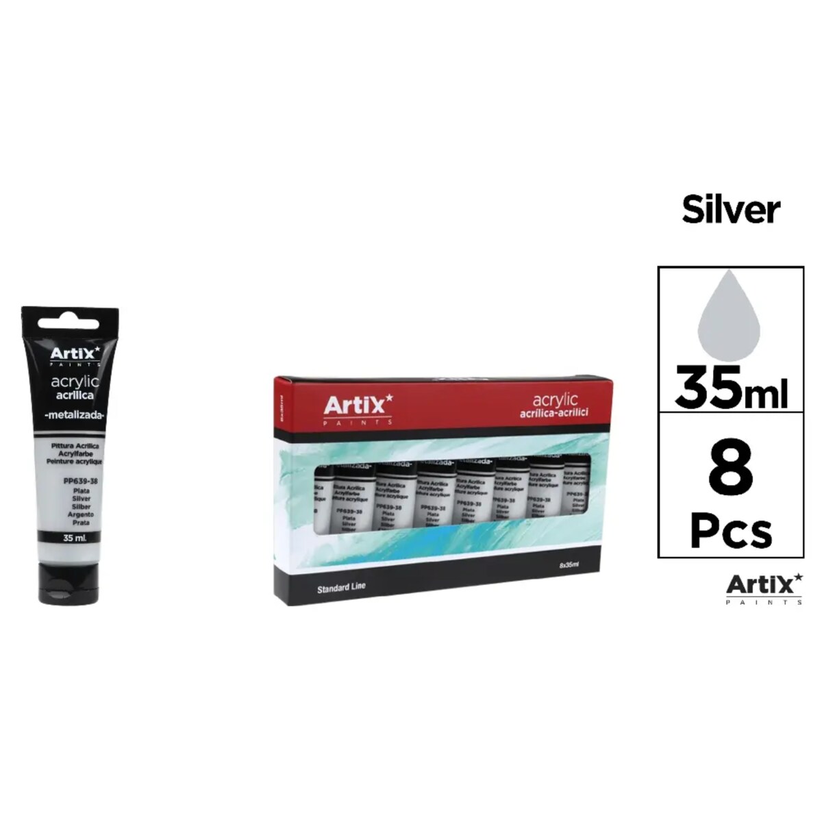 farba akrylowa silver artix pp639-38, 35ml