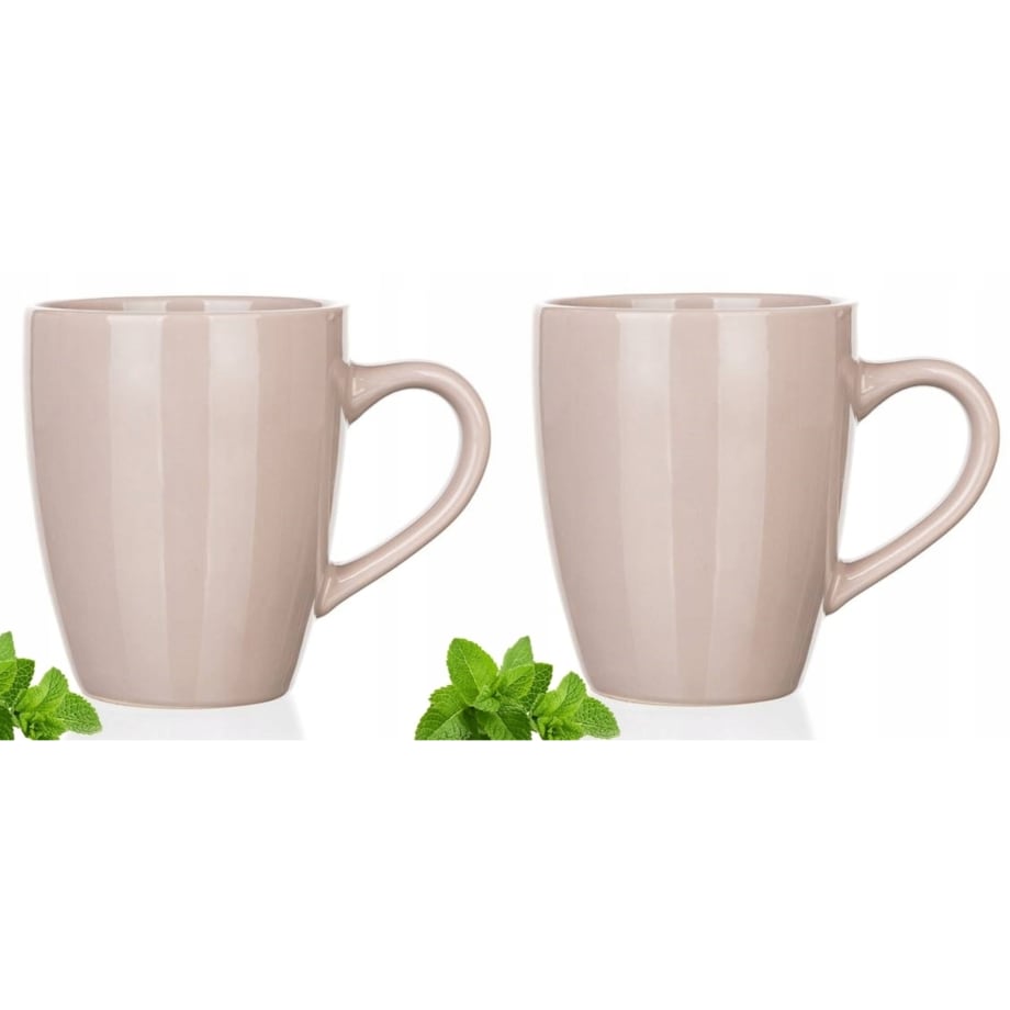 KUBEK CERAMICZNY 2 x 370ml kolor latte na napoje herbatę kawę zioła