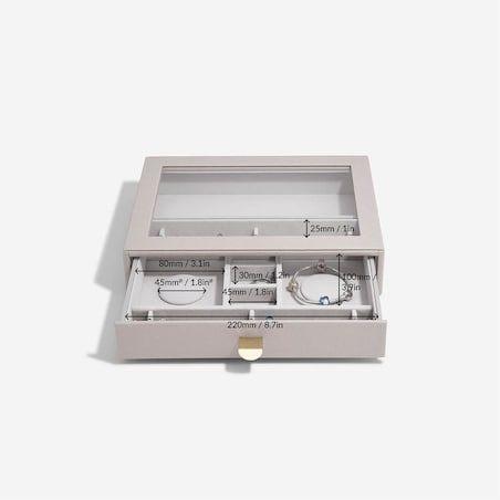 Szkatułka na charmsy Stackers classic taupe z szufladą i szklaną pokrywką