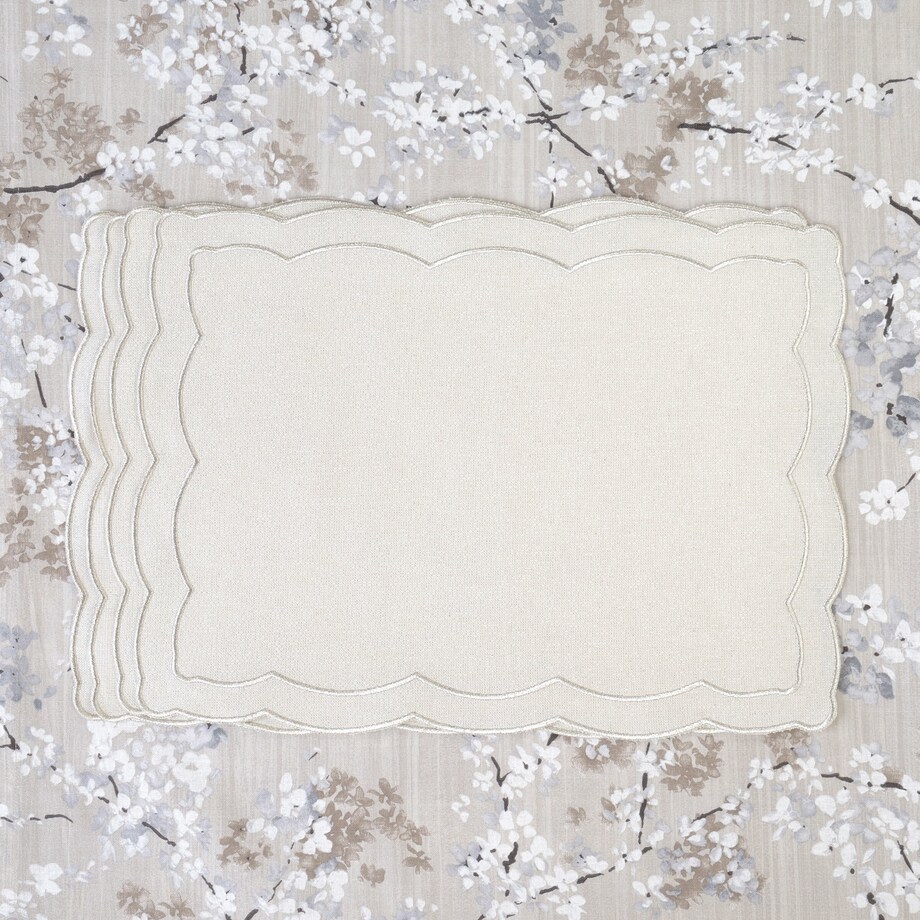 Haftowane podkładki Silver Onde - 4 sztuki