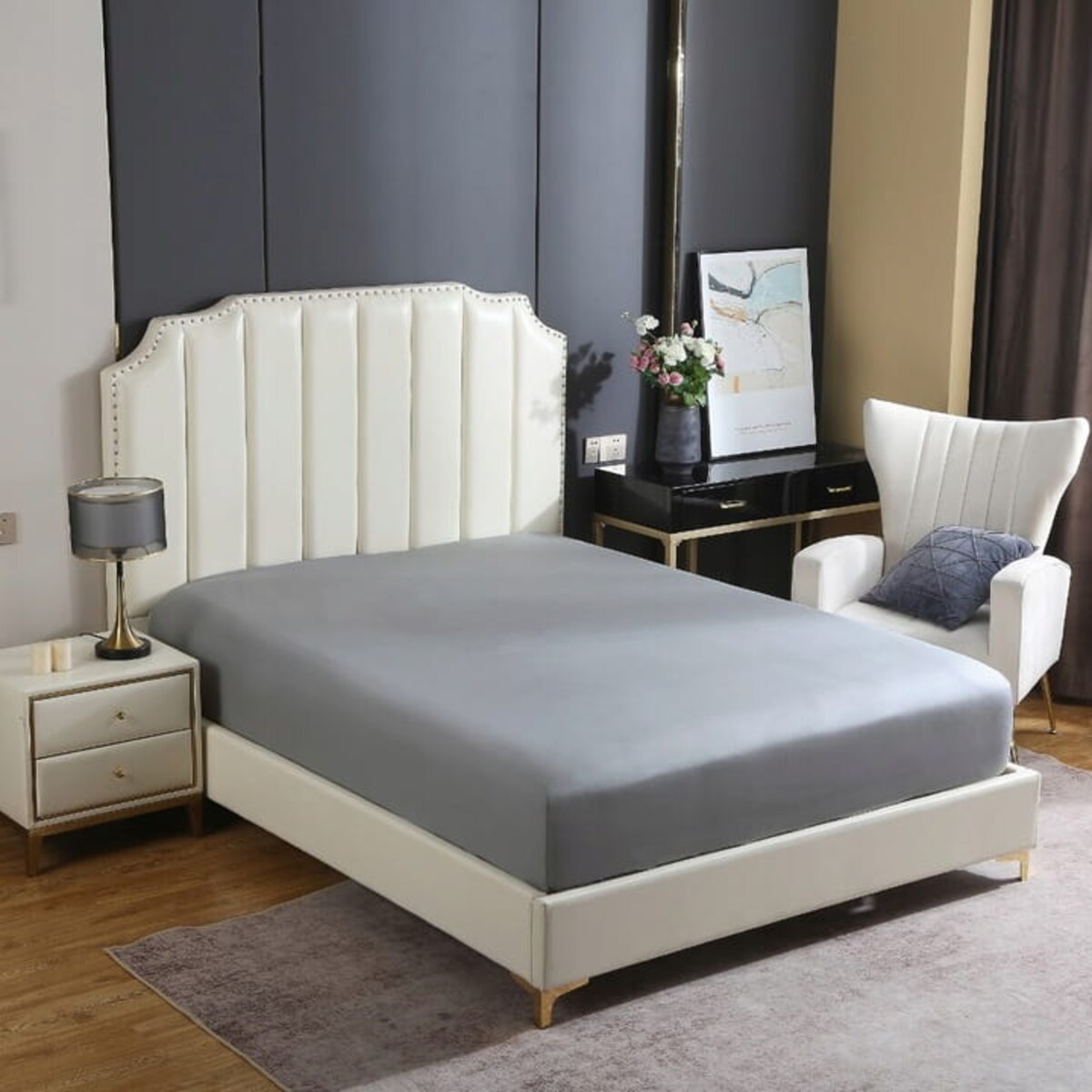 Prześcieradło Satynowe Z Gumką 160X200 + 30 Cm J. Szary