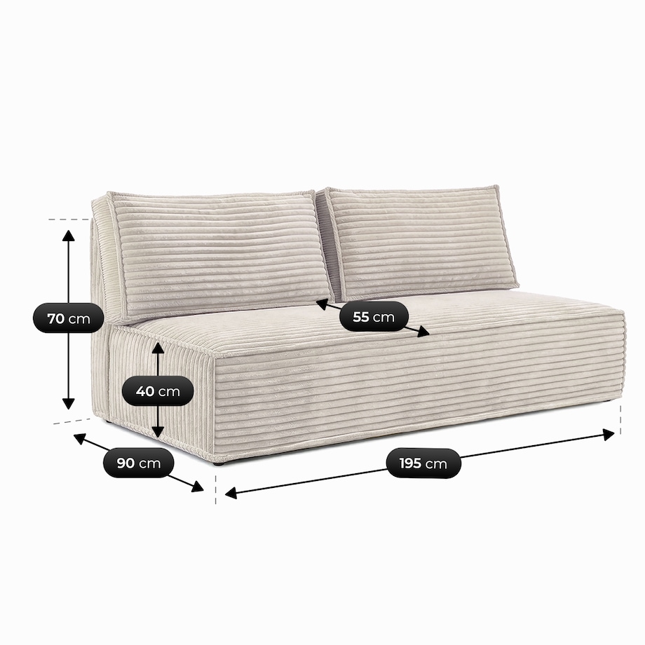 Kanapa Rozkładana z Funkcją Spania Sofa Dwuosobowa Do Salonu Beżowa MAVIA