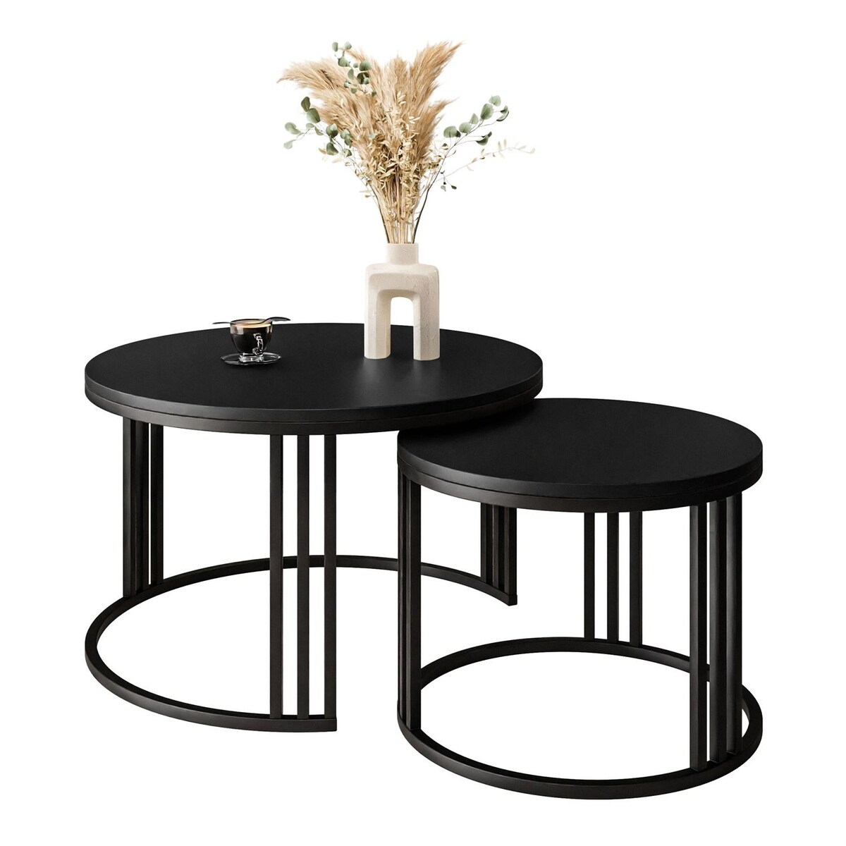 Okrągły stolik kawowy LORI 2w1 czarny mat