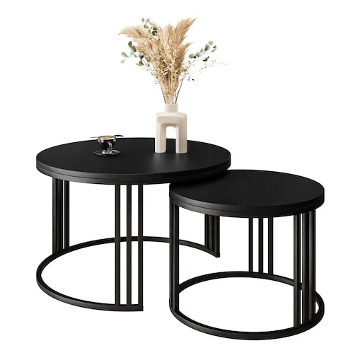 Okrągły stolik kawowy LORI 2w1 czarny mat