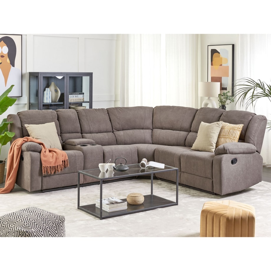 Sofa z manualną funkcją relaksu beżowa ROKKE