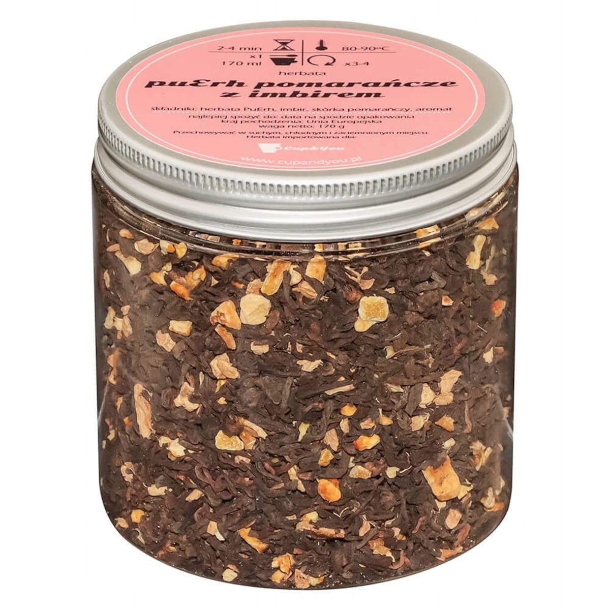Herbata czerwona pu-erh POMARAŃCZE Z IMBIREM o smaku pomarańczowo imbirowym - herbata liściasta sypana mieszanka napar susz - gotowa na prezent upominek