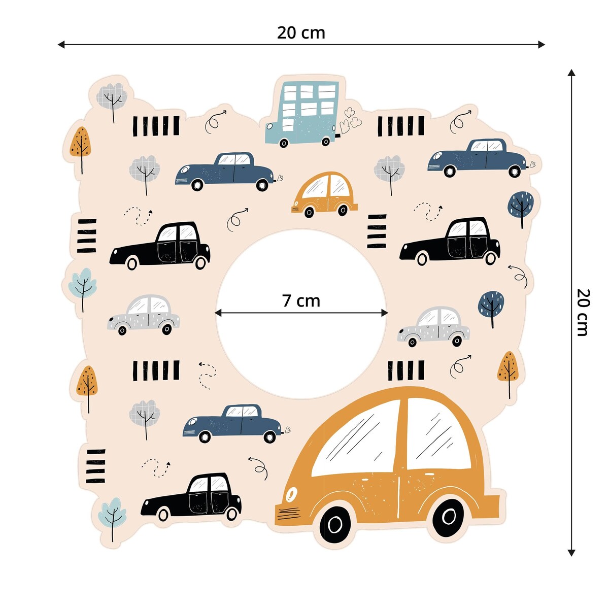 Naklejka Pod Włącznik Dla Dzieci Auta Samochody Styl Skandynawski Drzewa 20x20cm