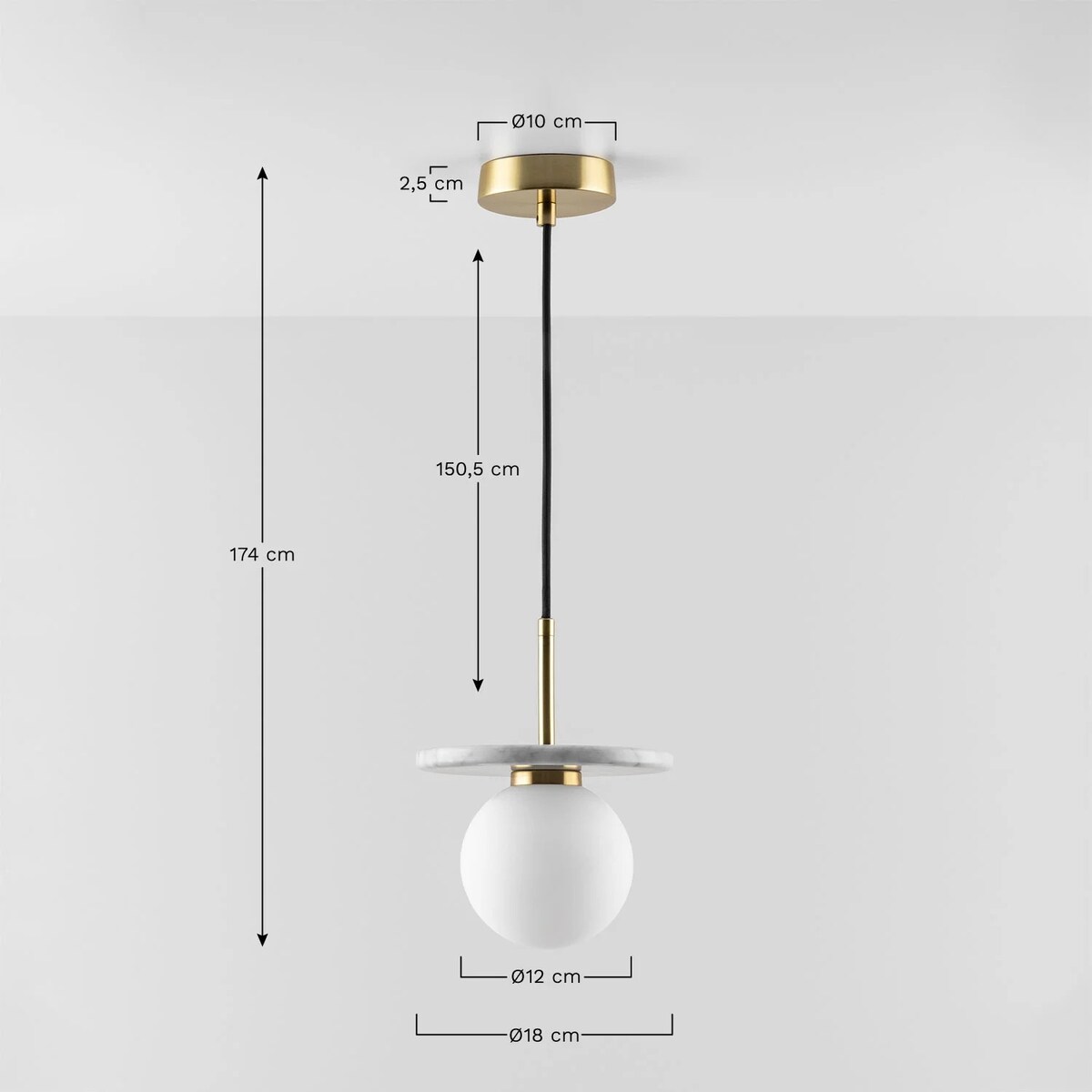 Lampa wisząca z marmurem Ø18 cm Salm