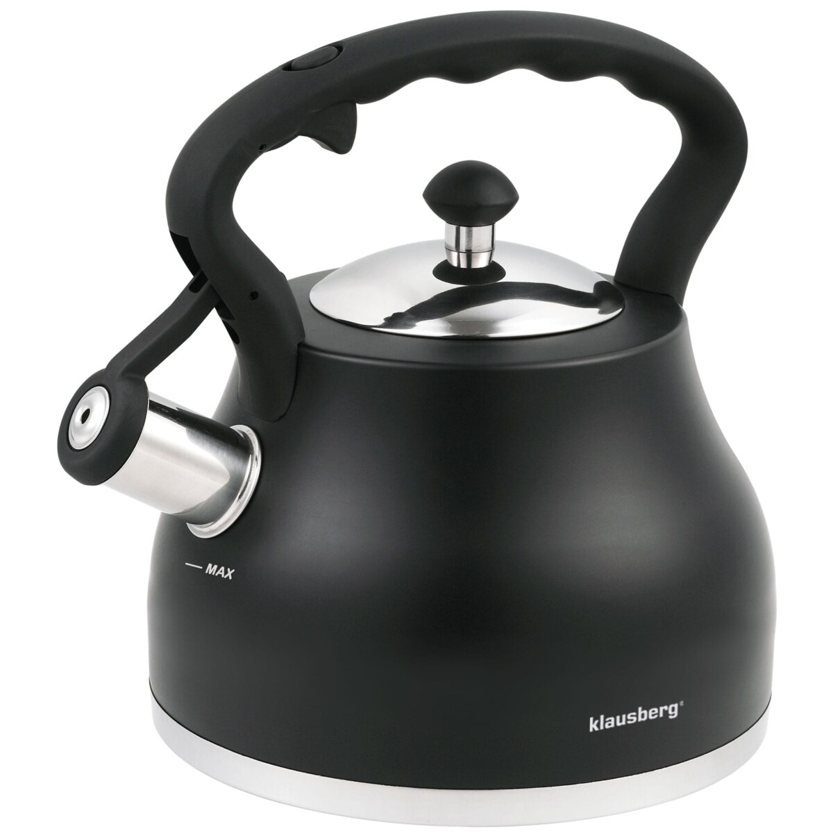 Czajnik stalowy z gwizdkiem 2.7L grube dno czarny KLAUSBERG