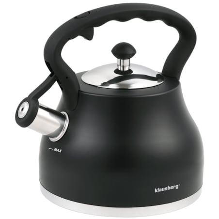 Czajnik stalowy z gwizdkiem 2.7L grube dno czarny KLAUSBERG