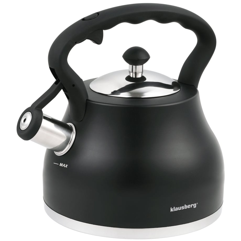 Czajnik stalowy z gwizdkiem 2.7L grube dno czarny KLAUSBERG