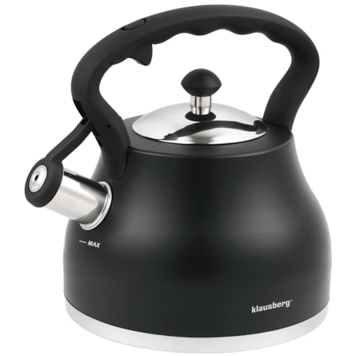 Czajnik stalowy z gwizdkiem 2.7L grube dno czarny KLAUSBERG