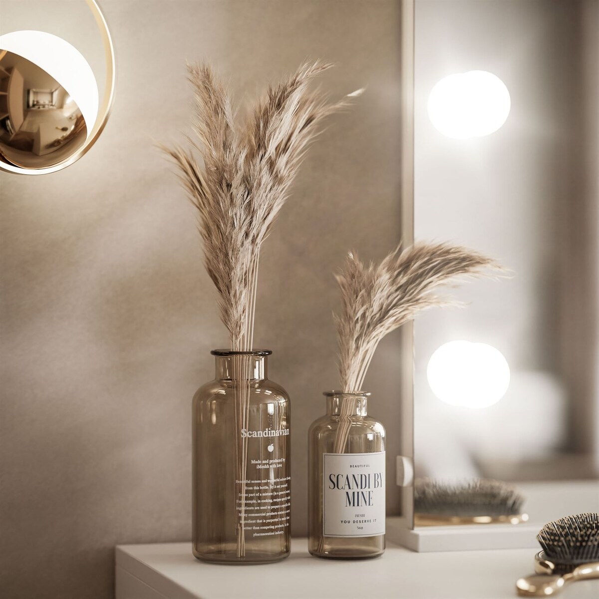 Toaletka MADA ELITE II z lustrem i oświetleniem biały połysk