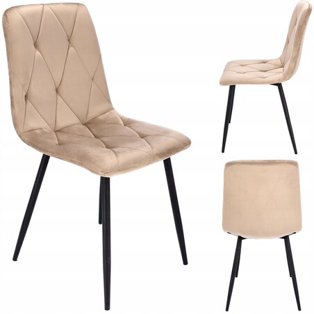 Krzesło welurowe eleganckie PIADO beżowe
