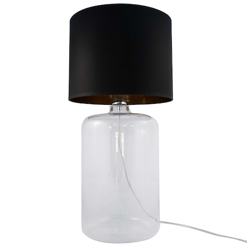 Nocna LAMPA stojąca AMARSA 5508BKGO Zumaline stołowa LAMPKA szklana czarna przezroczysta