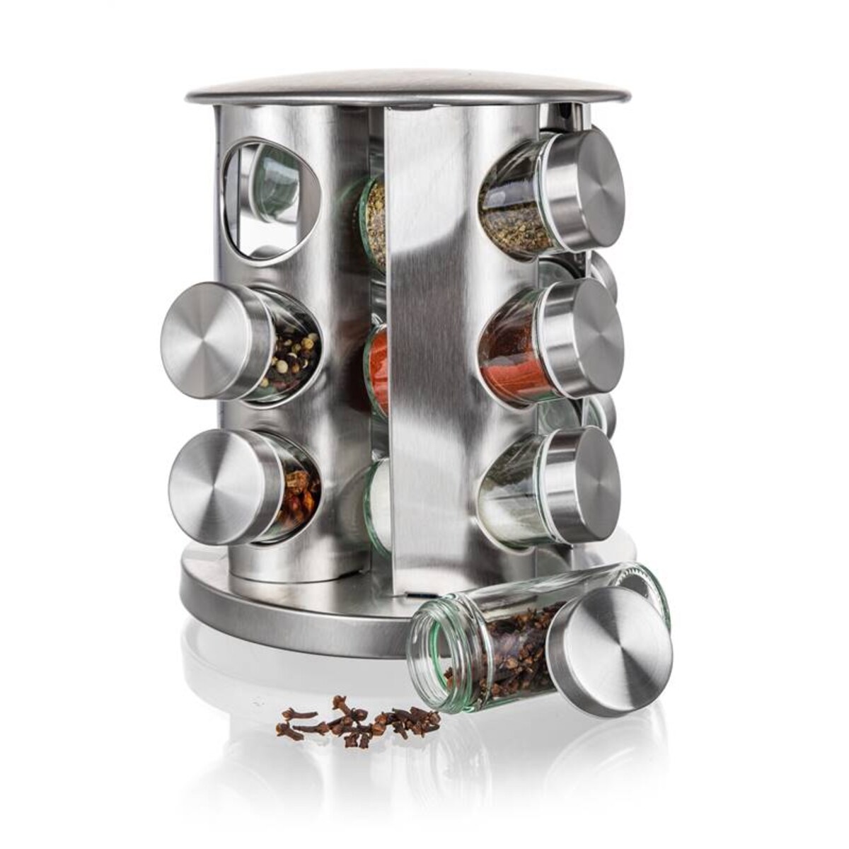 METALOWY PRZYPRAWNIK KOMPLET pojemniki na przyprawy prezent 85ml stojak