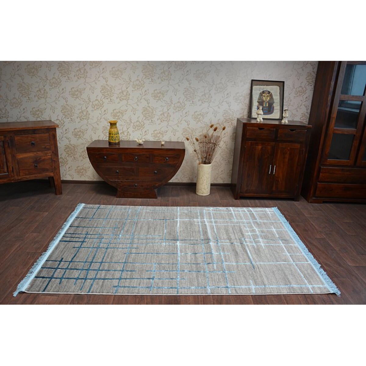 Dywan AKRYL MANYAS 191AA Szary/Niebieski 80x300 cm